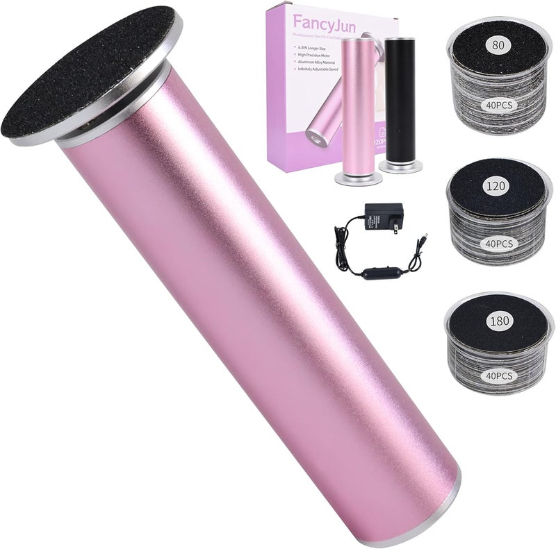 FancyJun Electric Foot Callus Remover with 120pcs Sandpaper Discs(3 Sizes), Professional 800RPM Aluminum 4.8 Inches Callus Remover for Feet, Stepless Speed Control for Dead Skin (Purple) - Image 1